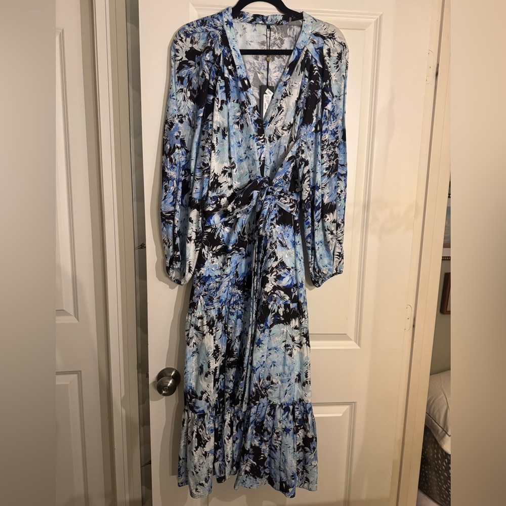 Kobi Halperin Blue and Black Floral Dress